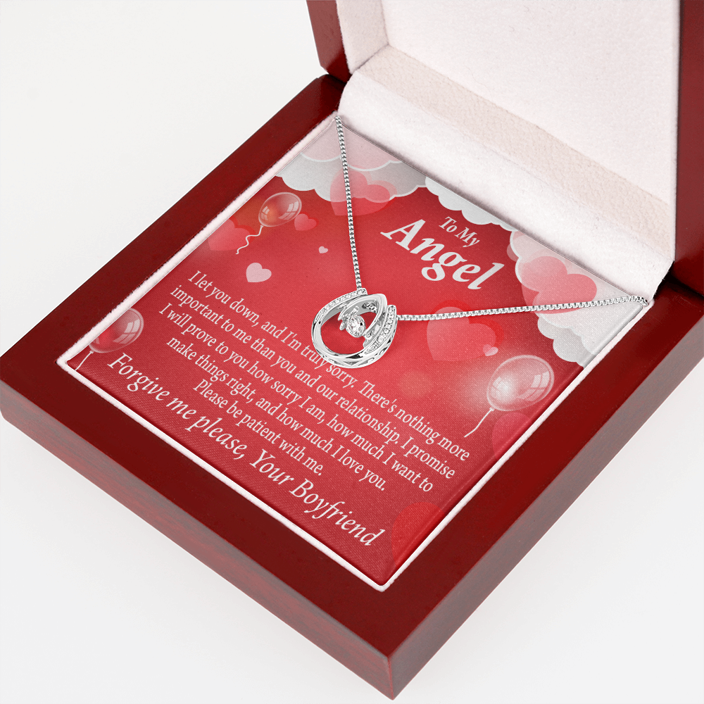 To my Girlfriend Forgive Me Lucky Horseshoe Necklace Message Card 14k w CZ Crystals-Express Your Love Gifts