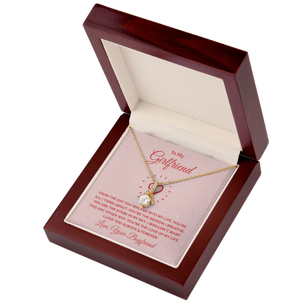To My Girlfriend From the Day You Walked Into My Life Alluring Ribbon Necklace Message Card-Express Your Love Gifts