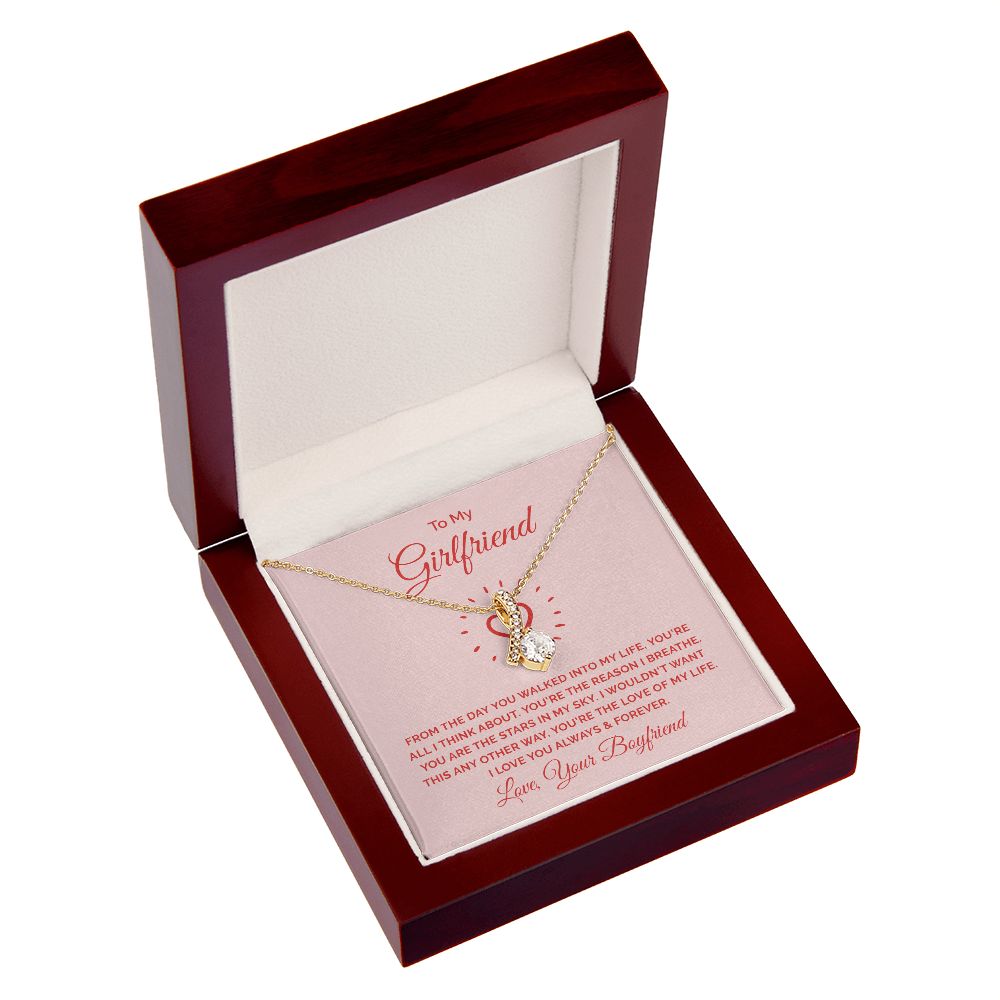 To My Girlfriend From the Day You Walked Into My Life Alluring Ribbon Necklace Message Card-Express Your Love Gifts