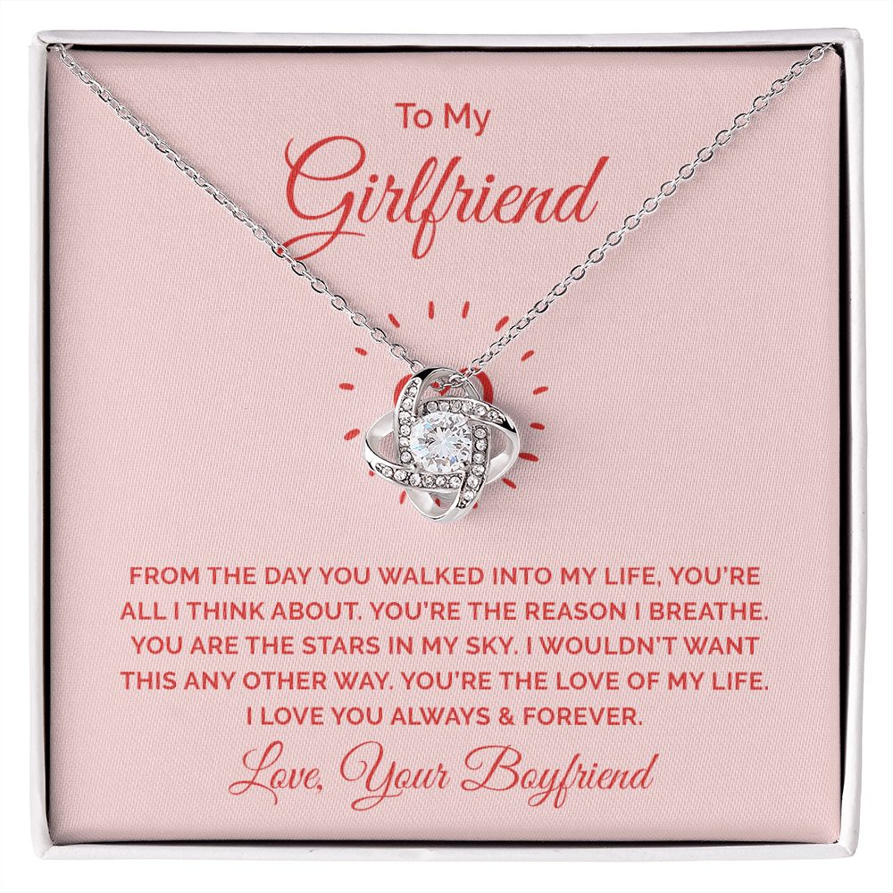 To My Girlfriend From the Day You Walked Into My Life Infinity Knot Necklace Message Card-Express Your Love Gifts