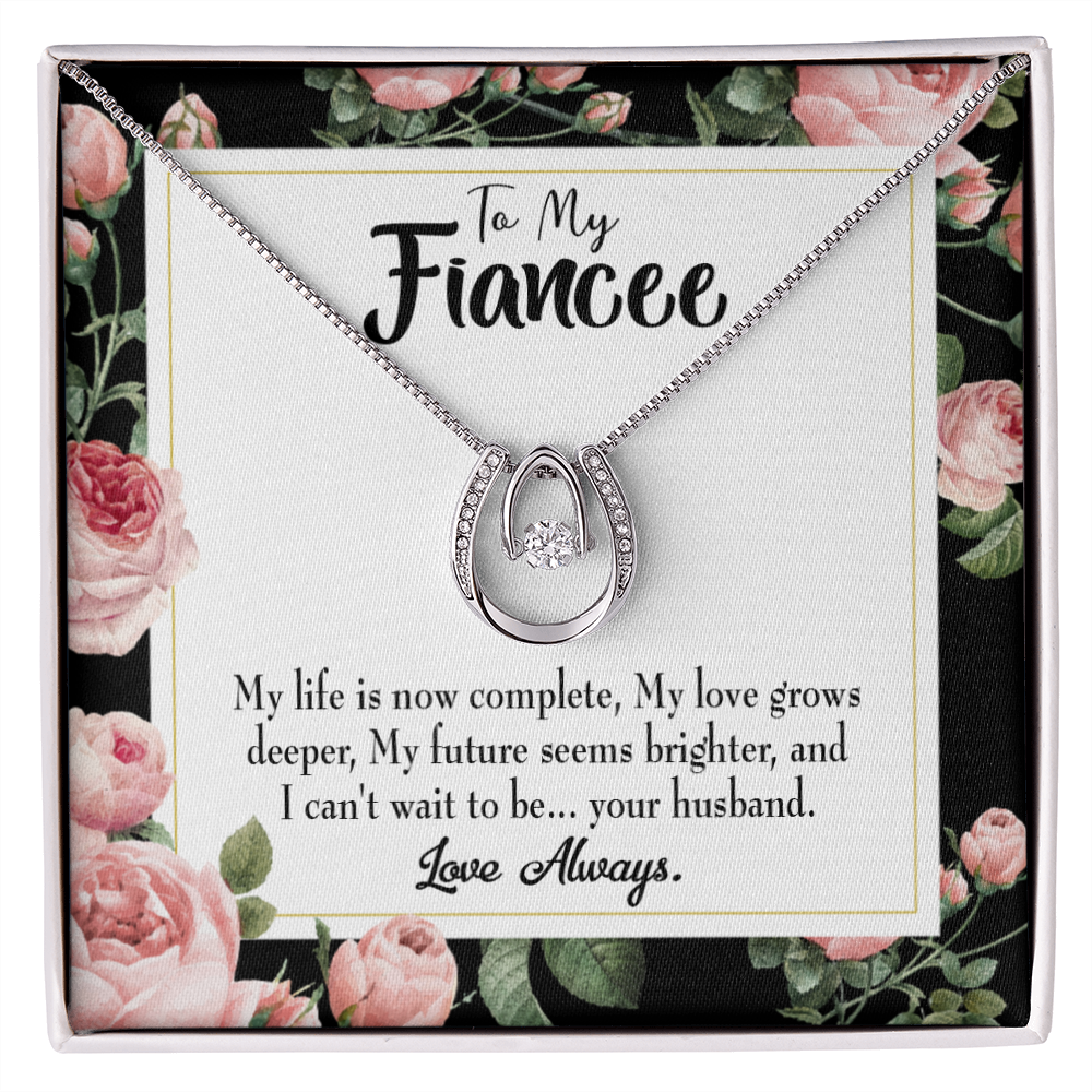 To My Girlfriend Future is Brighter Lucky Horseshoe Necklace Message Card 14k w CZ Crystals-Express Your Love Gifts