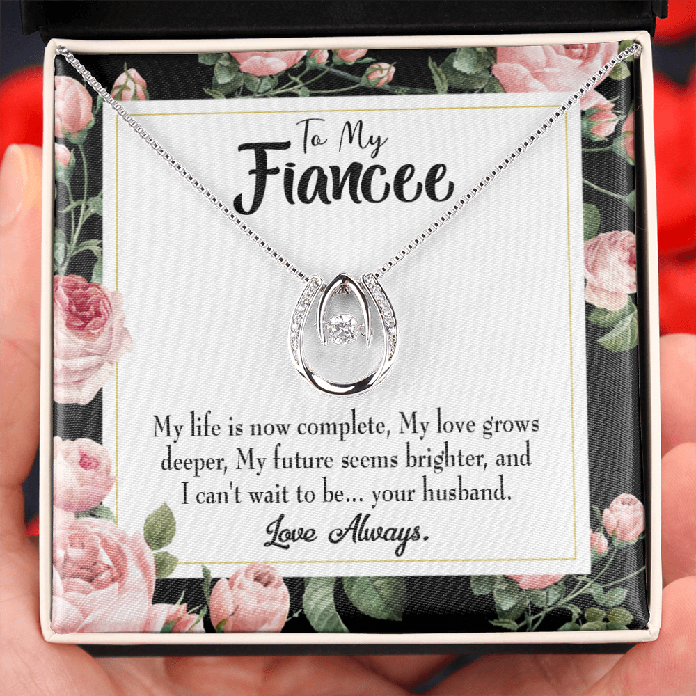 To My Girlfriend Future is Brighter Lucky Horseshoe Necklace Message Card 14k w CZ Crystals-Express Your Love Gifts