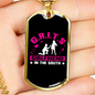 To My Girlfriend G.R.I.T.S Pink Girlfriend Necklace Stainless Steel or 18k Gold Dog Tag 24" Chain-Express Your Love Gifts