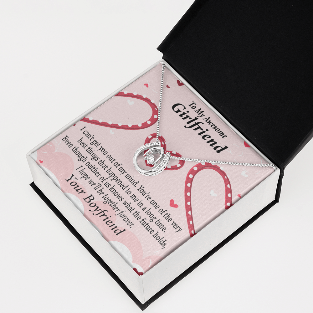 To My Girlfriend Gift We'll Be Together Forever Lucky Horseshoe Necklace Message Card 14k w CZ Crystals-Express Your Love Gifts