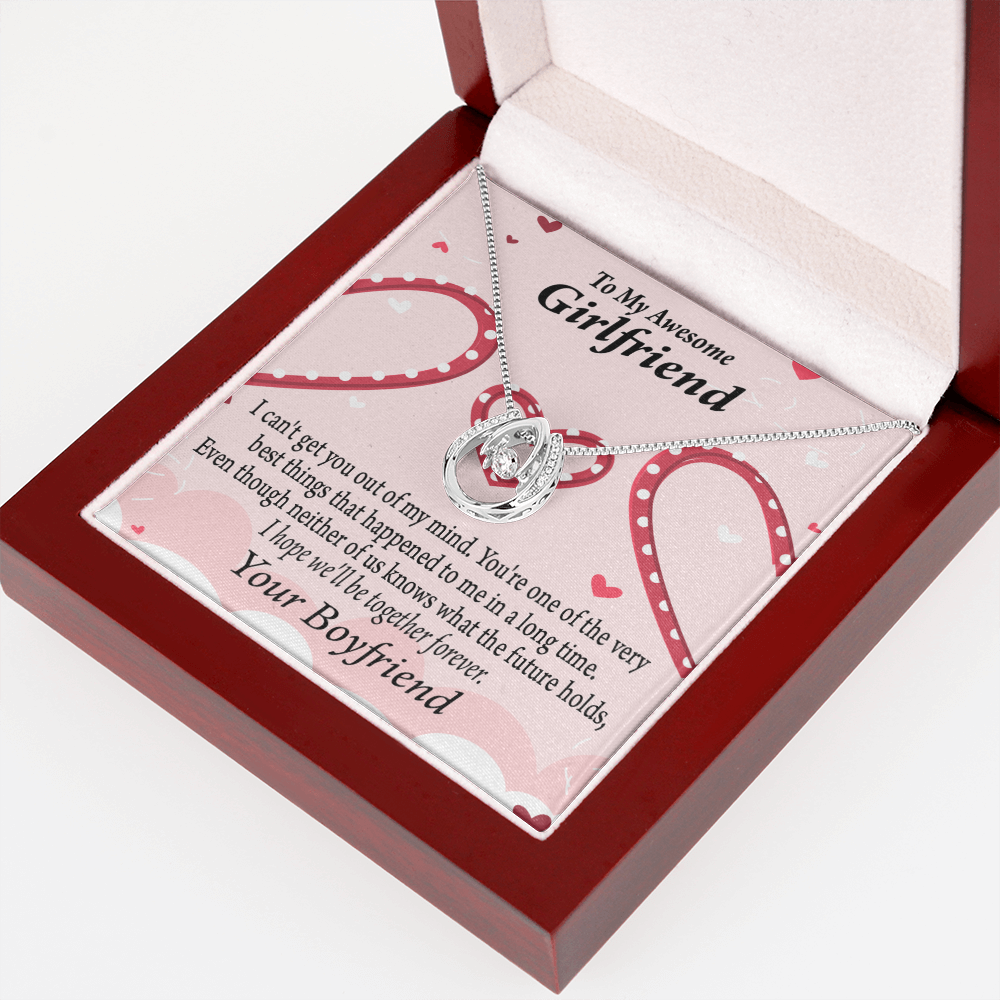 To My Girlfriend Gift We'll Be Together Forever Lucky Horseshoe Necklace Message Card 14k w CZ Crystals-Express Your Love Gifts