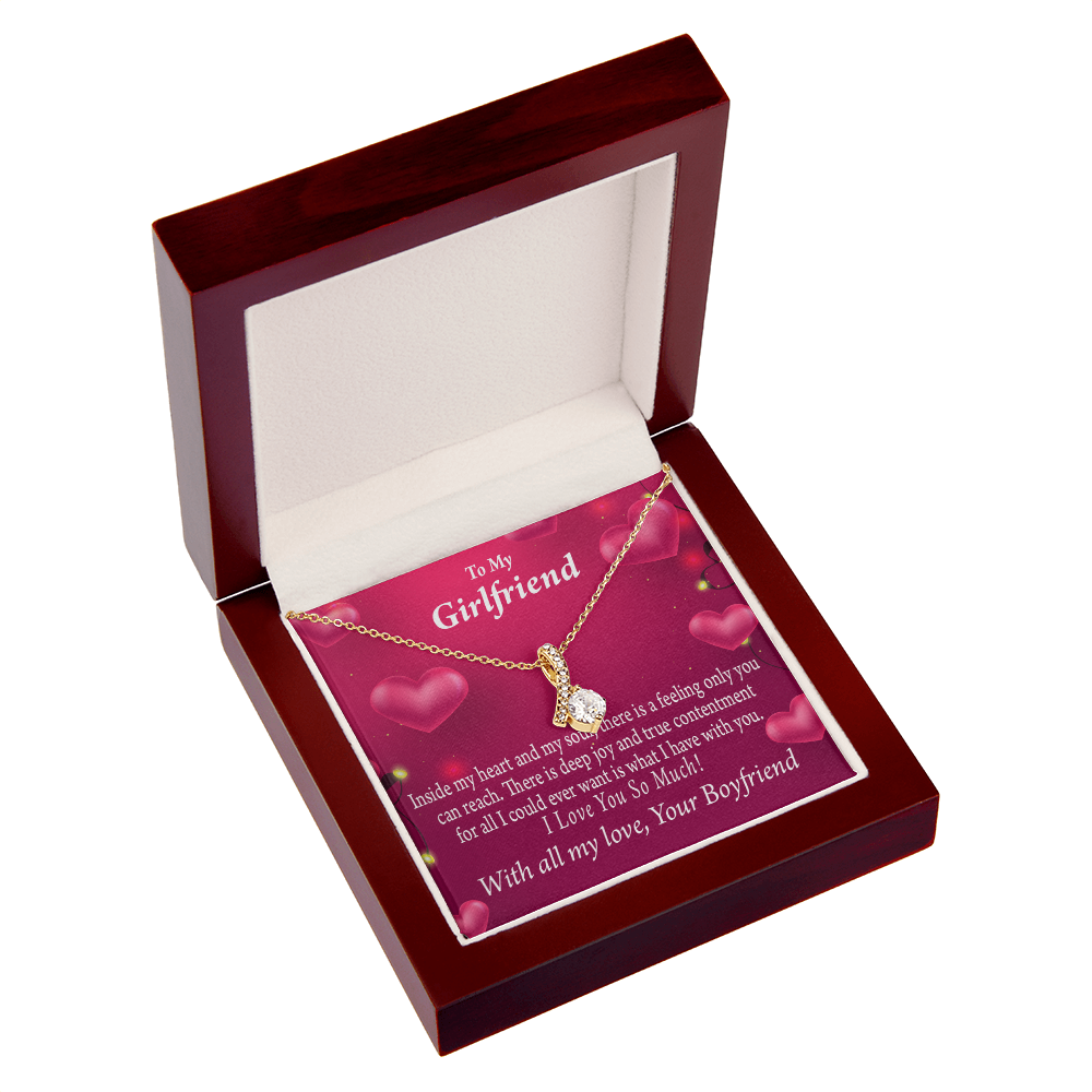 To My Girlfriend Girlfriend Deep Joy And True Contentment Alluring Ribbon Necklace Message Card-Express Your Love Gifts