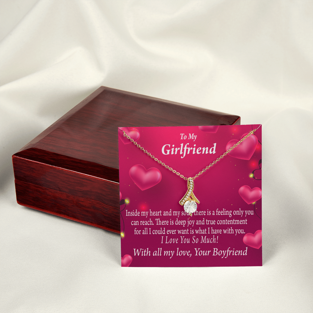 To My Girlfriend Girlfriend Deep Joy And True Contentment Alluring Ribbon Necklace Message Card-Express Your Love Gifts