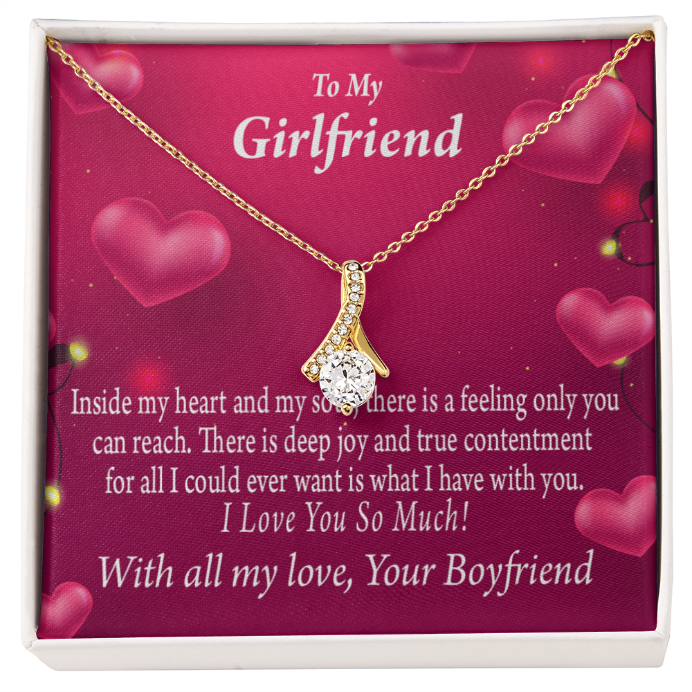 To My Girlfriend Girlfriend Deep Joy And True Contentment Alluring Ribbon Necklace Message Card-Express Your Love Gifts