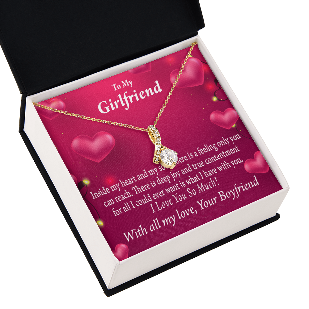 To My Girlfriend Girlfriend Deep Joy And True Contentment Alluring Ribbon Necklace Message Card-Express Your Love Gifts