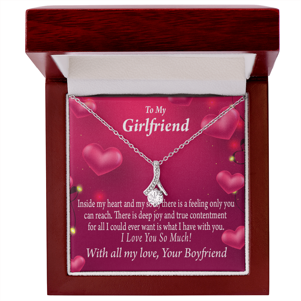To My Girlfriend Girlfriend Deep Joy And True Contentment Alluring Ribbon Necklace Message Card-Express Your Love Gifts