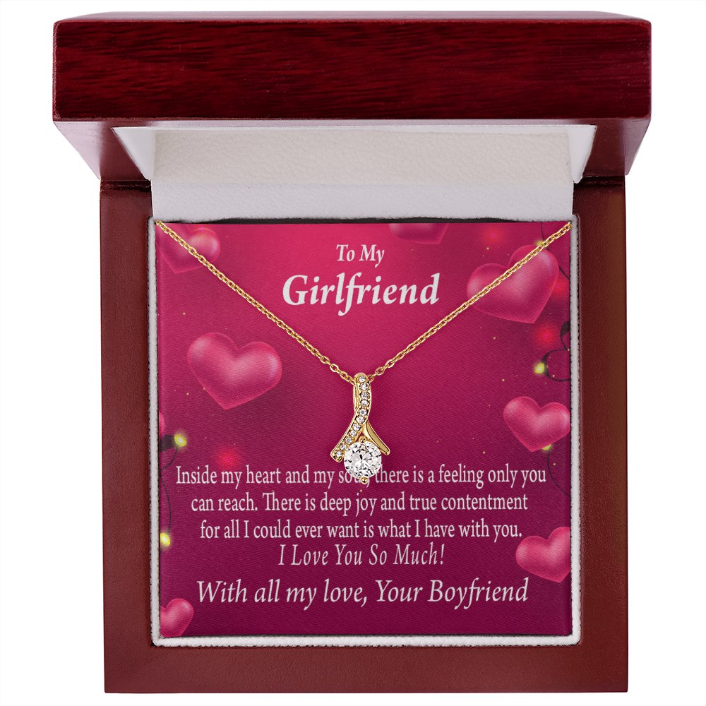 To My Girlfriend Girlfriend Deep Joy And True Contentment Alluring Ribbon Necklace Message Card-Express Your Love Gifts