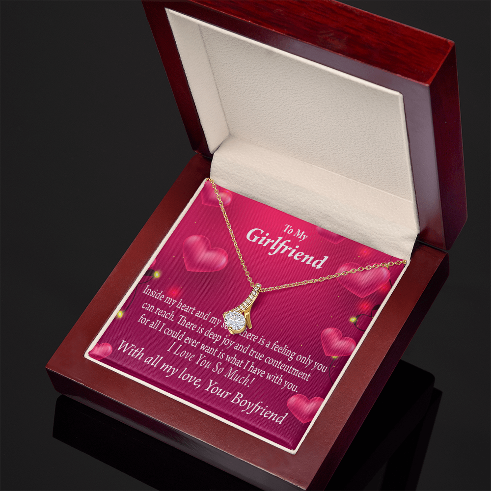 To My Girlfriend Girlfriend Deep Joy And True Contentment Alluring Ribbon Necklace Message Card-Express Your Love Gifts