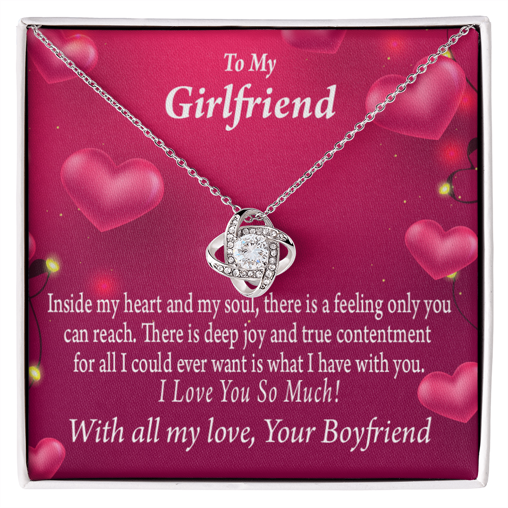 To My Girlfriend Girlfriend Deep Joy And True Contentment Infinity Knot Necklace Message Card-Express Your Love Gifts