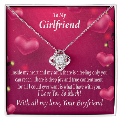 To My Girlfriend Girlfriend Deep Joy And True Contentment Infinity Knot Necklace Message Card-Express Your Love Gifts