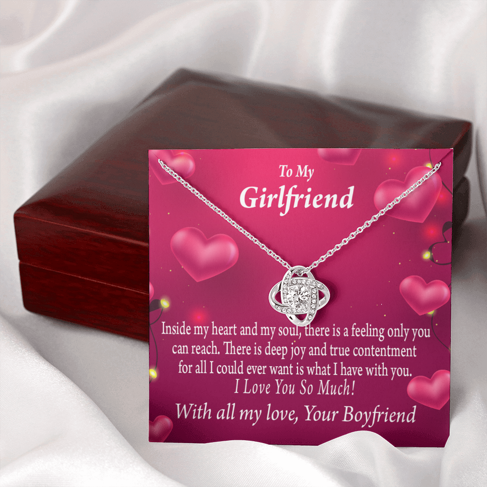 To My Girlfriend Girlfriend Deep Joy And True Contentment Infinity Knot Necklace Message Card-Express Your Love Gifts