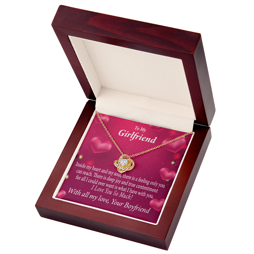 To My Girlfriend Girlfriend Deep Joy And True Contentment Infinity Knot Necklace Message Card-Express Your Love Gifts