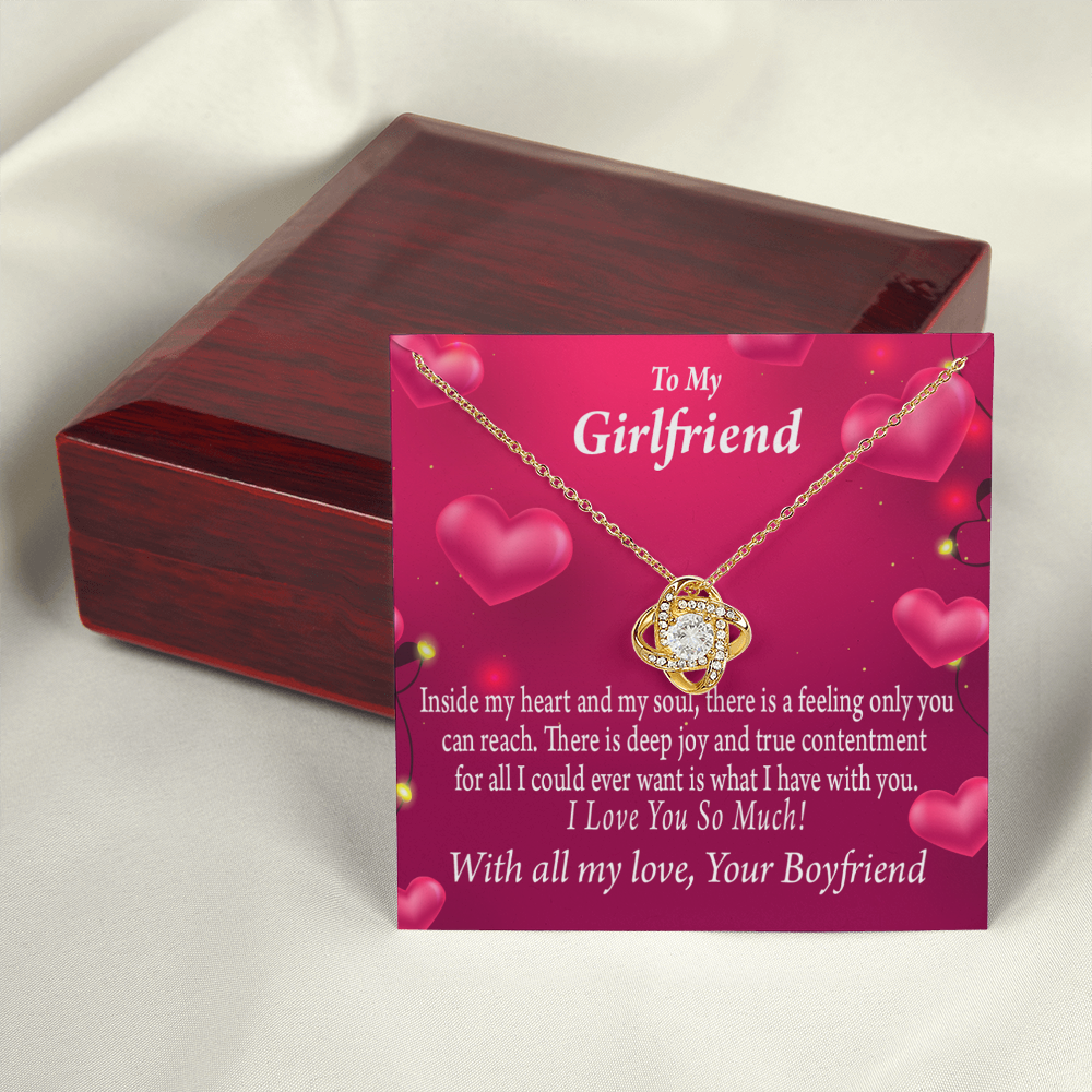 To My Girlfriend Girlfriend Deep Joy And True Contentment Infinity Knot Necklace Message Card-Express Your Love Gifts
