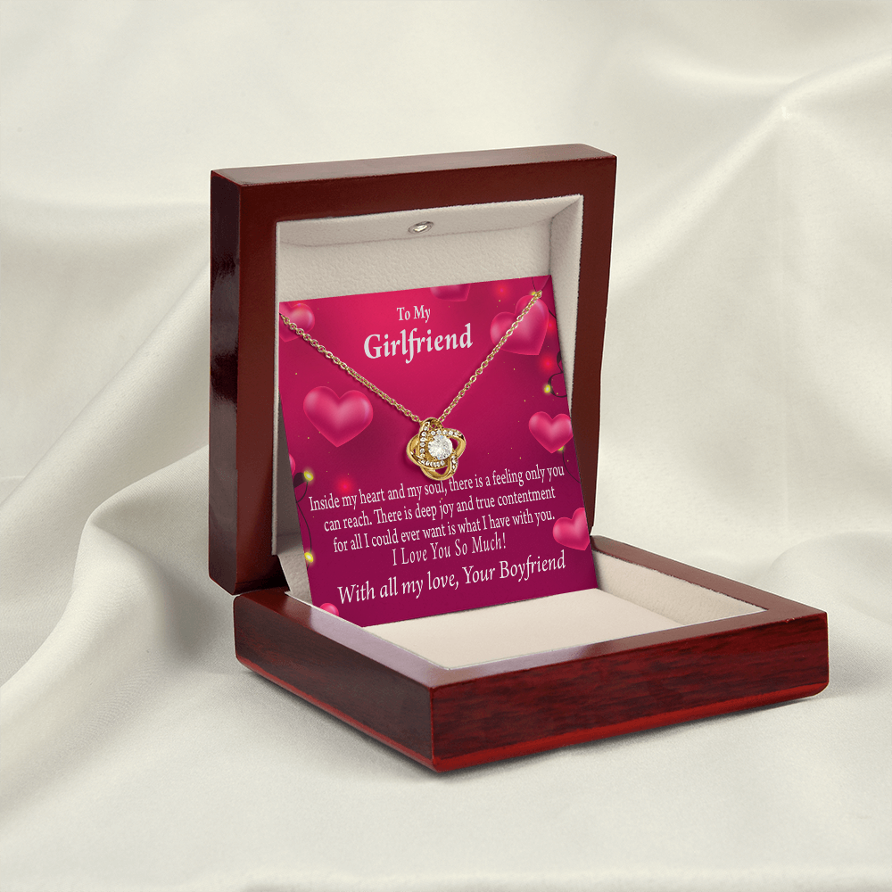To My Girlfriend Girlfriend Deep Joy And True Contentment Infinity Knot Necklace Message Card-Express Your Love Gifts