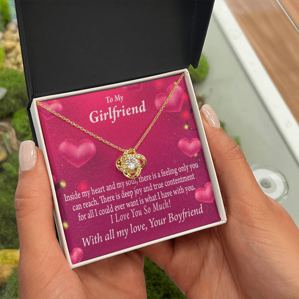 To My Girlfriend Girlfriend Deep Joy And True Contentment Infinity Knot Necklace Message Card-Express Your Love Gifts
