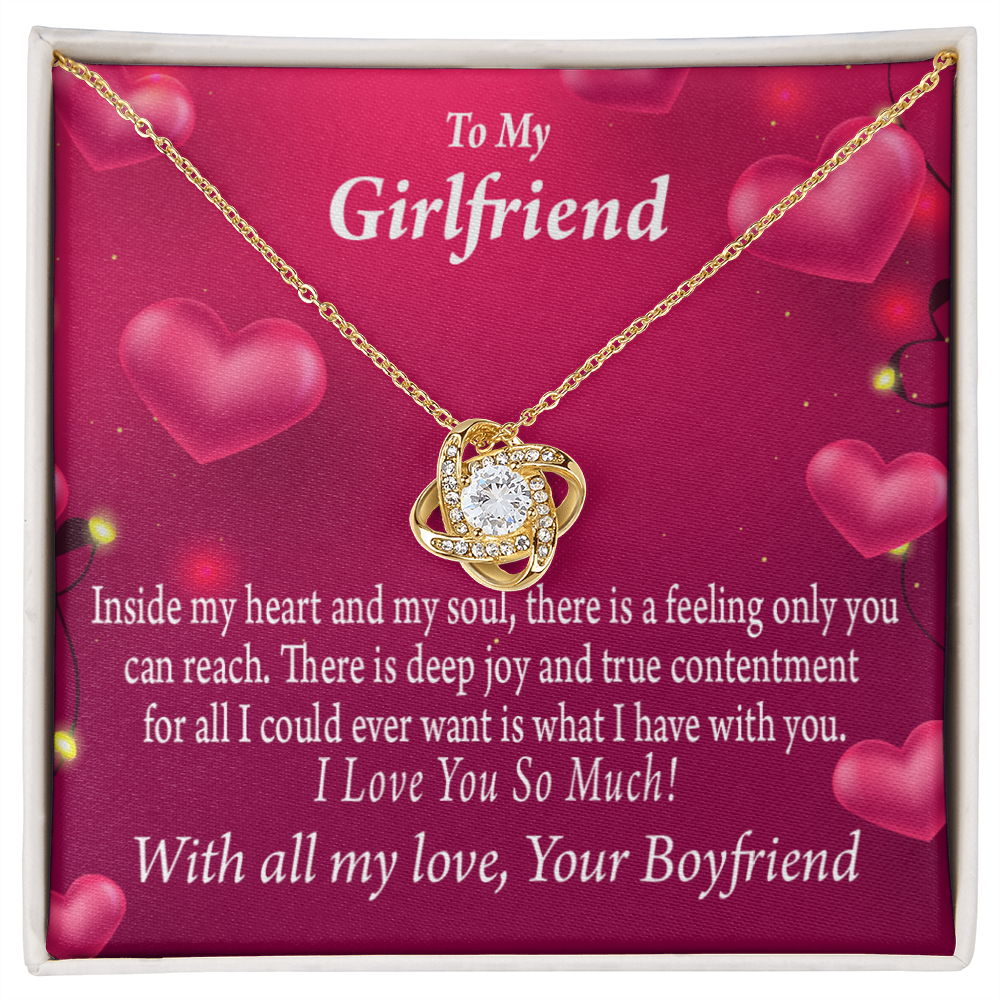 To My Girlfriend Girlfriend Deep Joy And True Contentment Infinity Knot Necklace Message Card-Express Your Love Gifts