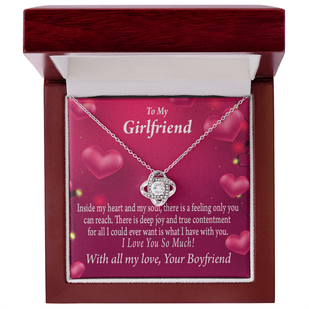 To My Girlfriend Girlfriend Deep Joy And True Contentment Infinity Knot Necklace Message Card-Express Your Love Gifts