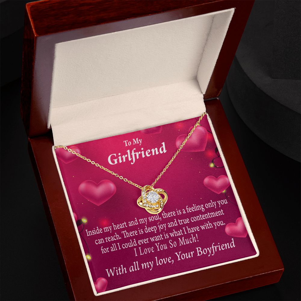 To My Girlfriend Girlfriend Deep Joy And True Contentment Infinity Knot Necklace Message Card-Express Your Love Gifts