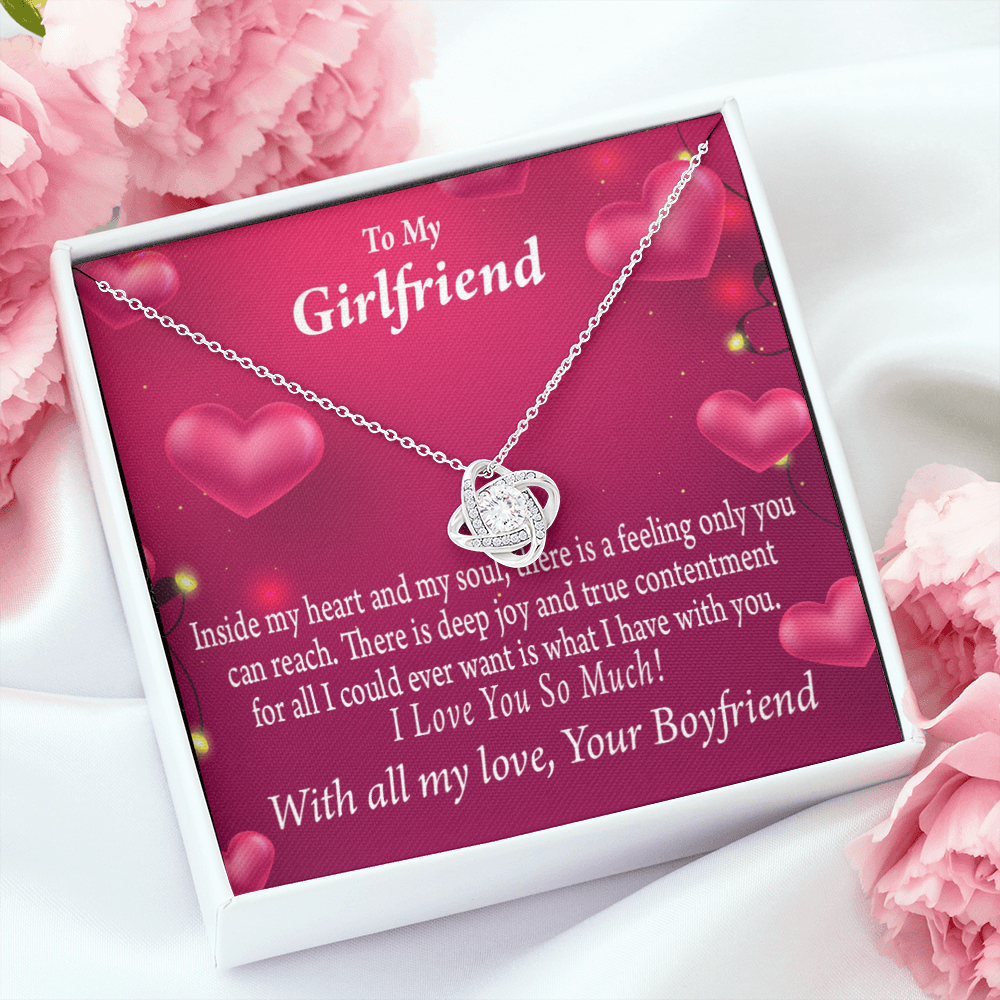 To My Girlfriend Girlfriend Deep Joy And True Contentment Infinity Knot Necklace Message Card-Express Your Love Gifts