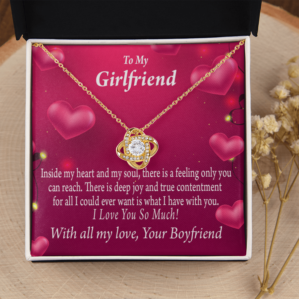 To My Girlfriend Girlfriend Deep Joy And True Contentment Infinity Knot Necklace Message Card-Express Your Love Gifts