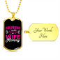 To My Girlfriend Girlfriend Fiancee Wife Mommy Pink Necklace Stainless Steel or 18k Gold Dog Tag 24" Chain-Express Your Love Gifts