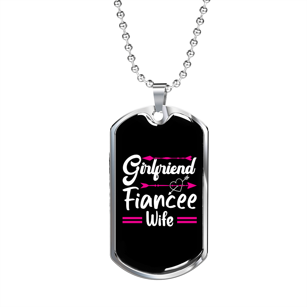 To My Girlfriend Girlfriend Fiancee Wife Pink Necklace Stainless Steel or 18k Gold Dog Tag 24" Chain-Express Your Love Gifts