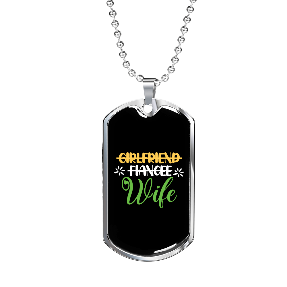 To My Girlfriend Girlfriend Fiancee Wife TranspArent Necklace Stainless Steel or 18k Gold Dog Tag 24" Chain-Express Your Love Gifts