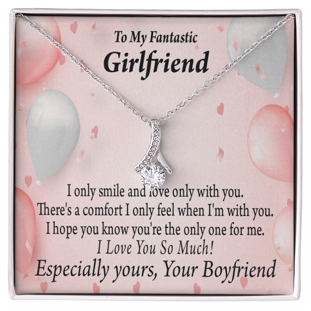 To My Girlfriend Girlfriend The Only One For Me Alluring Ribbon Necklace Message Card-Express Your Love Gifts
