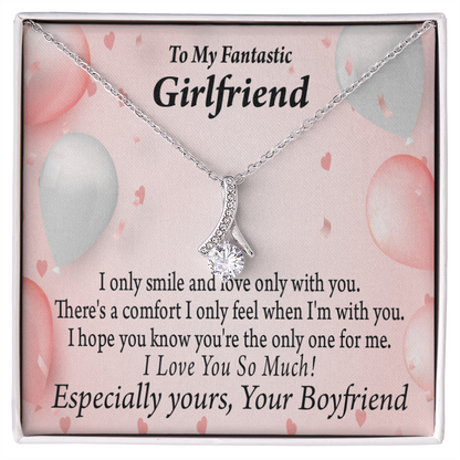 To My Girlfriend Girlfriend The Only One For Me Alluring Ribbon Necklace Message Card-Express Your Love Gifts