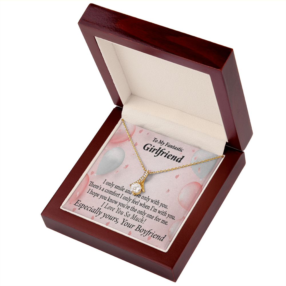 To My Girlfriend Girlfriend The Only One For Me Alluring Ribbon Necklace Message Card-Express Your Love Gifts