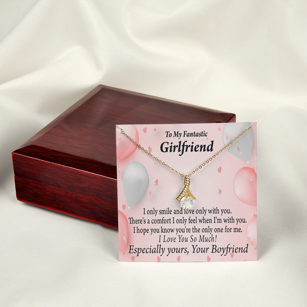 To My Girlfriend Girlfriend The Only One For Me Alluring Ribbon Necklace Message Card-Express Your Love Gifts