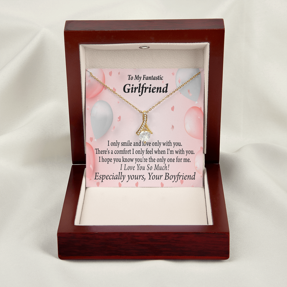 To My Girlfriend Girlfriend The Only One For Me Alluring Ribbon Necklace Message Card-Express Your Love Gifts