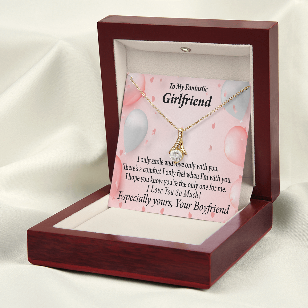 To My Girlfriend Girlfriend The Only One For Me Alluring Ribbon Necklace Message Card-Express Your Love Gifts