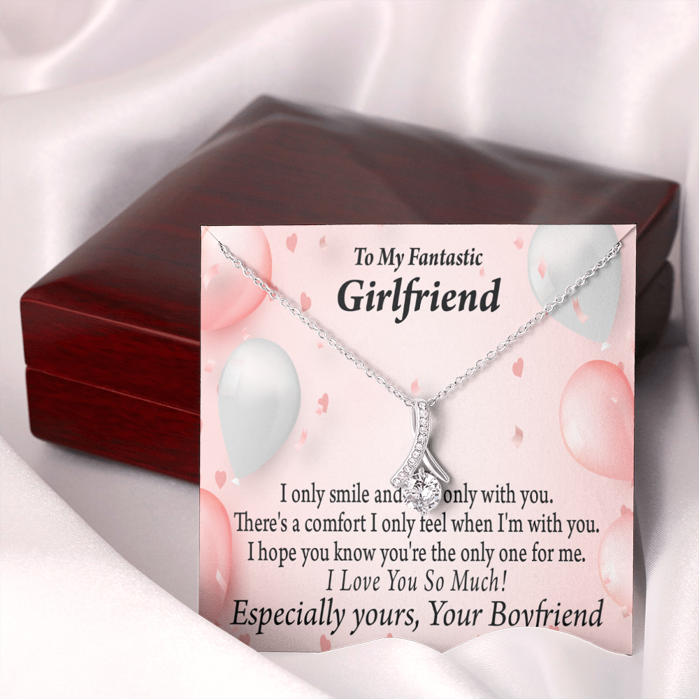 To My Girlfriend Girlfriend The Only One For Me Alluring Ribbon Necklace Message Card-Express Your Love Gifts