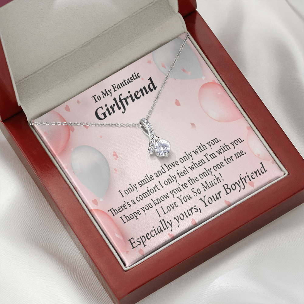 To My Girlfriend Girlfriend The Only One For Me Alluring Ribbon Necklace Message Card-Express Your Love Gifts