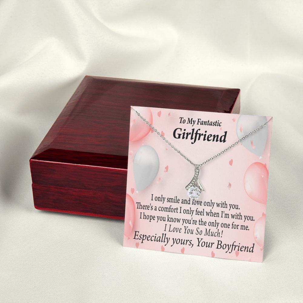 To My Girlfriend Girlfriend The Only One For Me Alluring Ribbon Necklace Message Card-Express Your Love Gifts