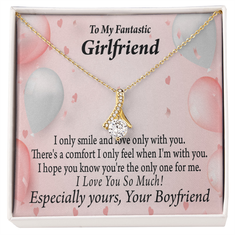 To My Girlfriend Girlfriend The Only One For Me Alluring Ribbon Necklace Message Card-Express Your Love Gifts