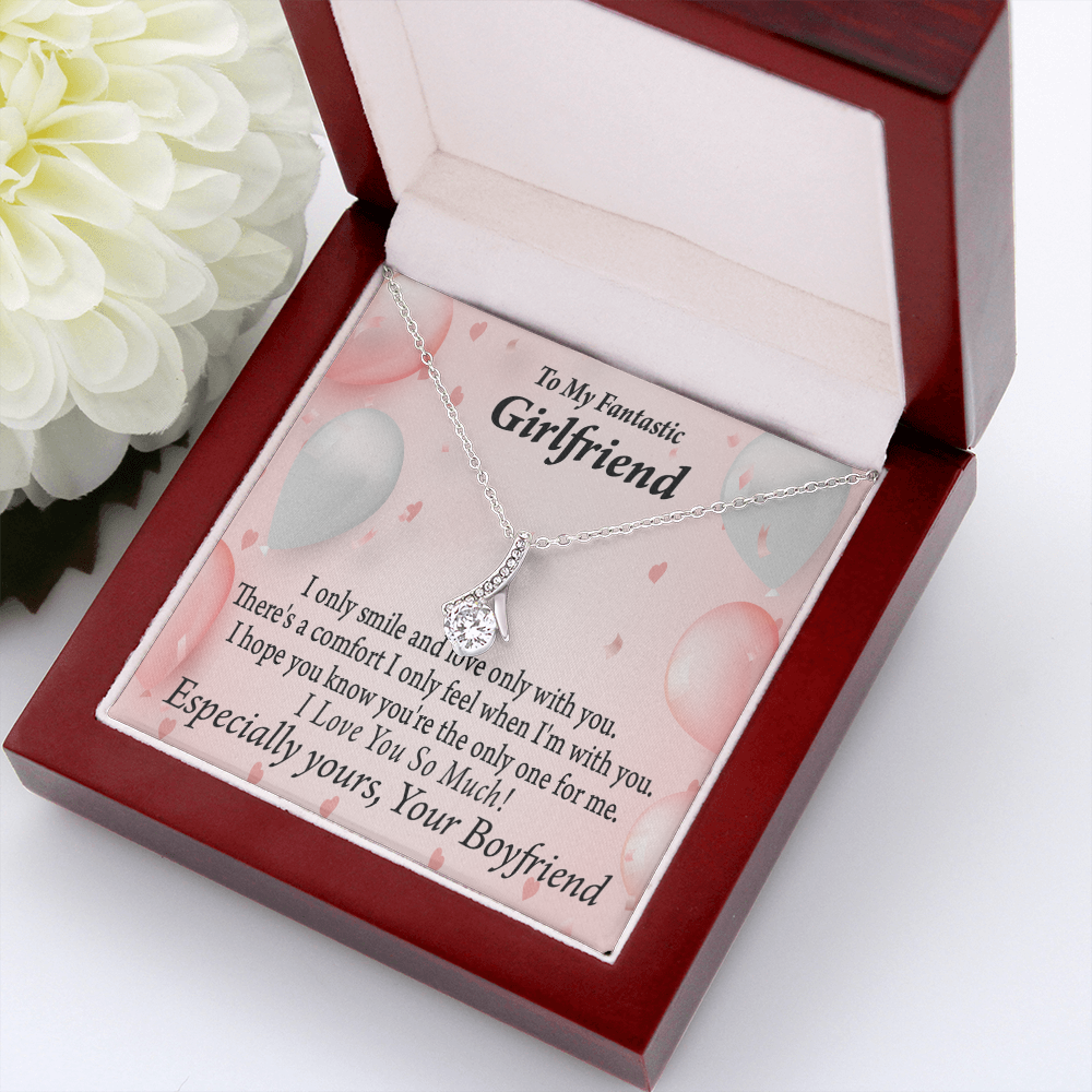 To My Girlfriend Girlfriend The Only One For Me Alluring Ribbon Necklace Message Card-Express Your Love Gifts