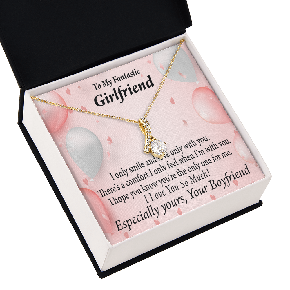 To My Girlfriend Girlfriend The Only One For Me Alluring Ribbon Necklace Message Card-Express Your Love Gifts