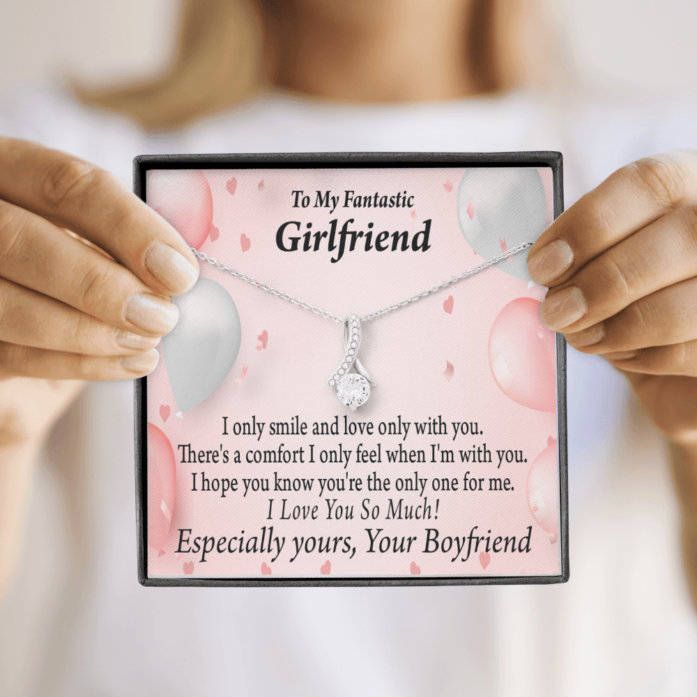 To My Girlfriend Girlfriend The Only One For Me Alluring Ribbon Necklace Message Card-Express Your Love Gifts