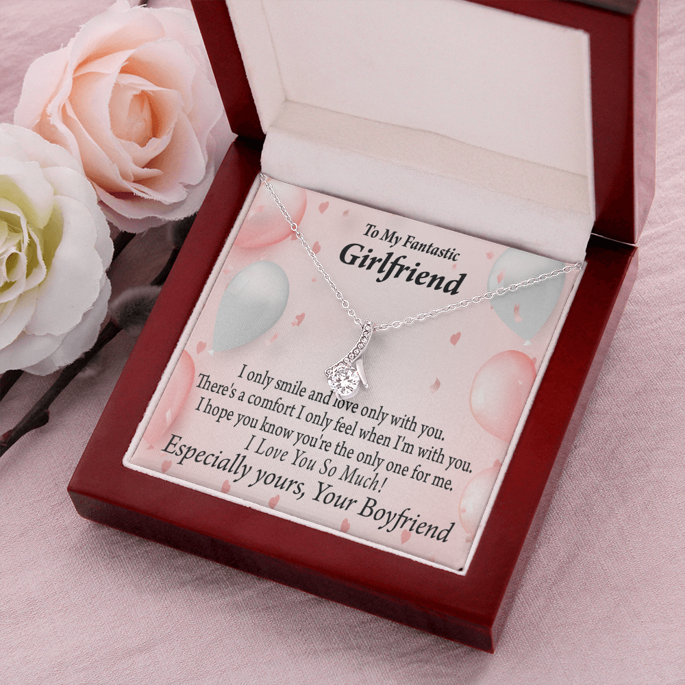 To My Girlfriend Girlfriend The Only One For Me Alluring Ribbon Necklace Message Card-Express Your Love Gifts