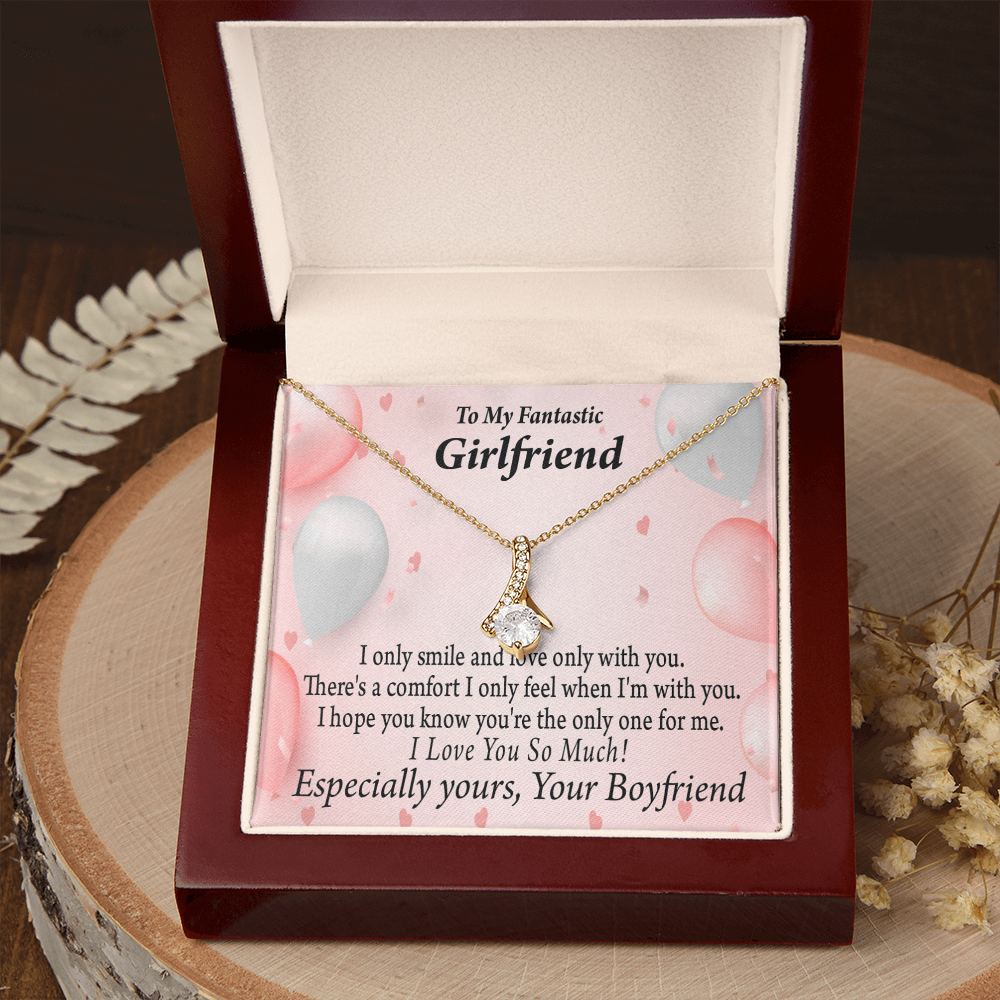 To My Girlfriend Girlfriend The Only One For Me Alluring Ribbon Necklace Message Card-Express Your Love Gifts