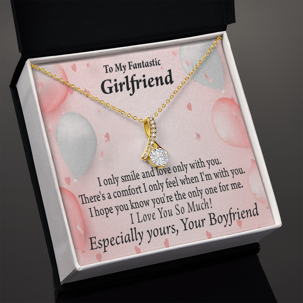 To My Girlfriend Girlfriend The Only One For Me Alluring Ribbon Necklace Message Card-Express Your Love Gifts