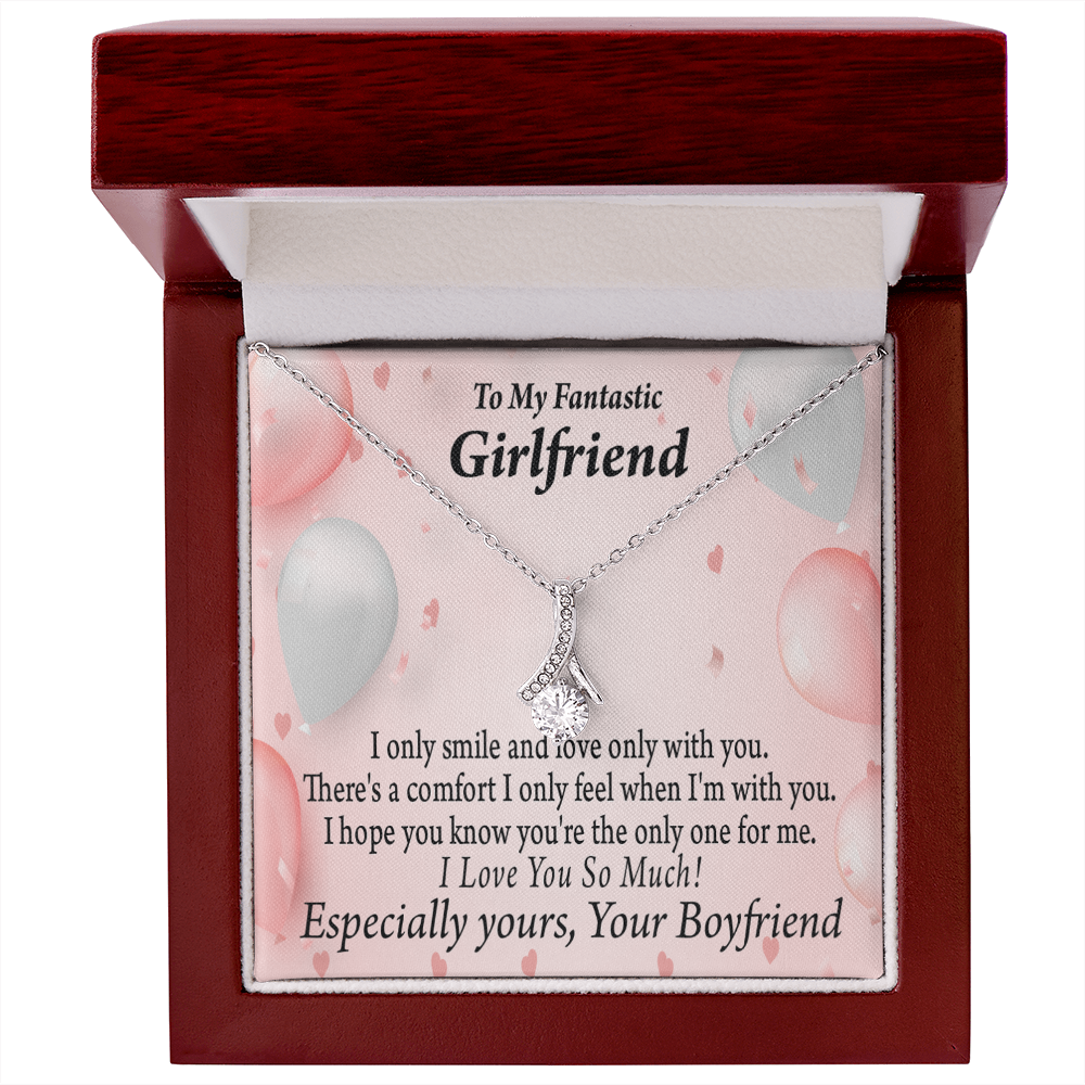 To My Girlfriend Girlfriend The Only One For Me Alluring Ribbon Necklace Message Card-Express Your Love Gifts