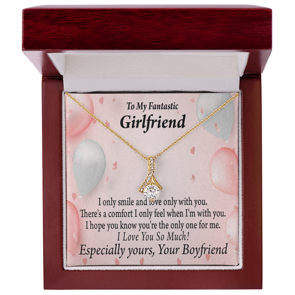 To My Girlfriend Girlfriend The Only One For Me Alluring Ribbon Necklace Message Card-Express Your Love Gifts