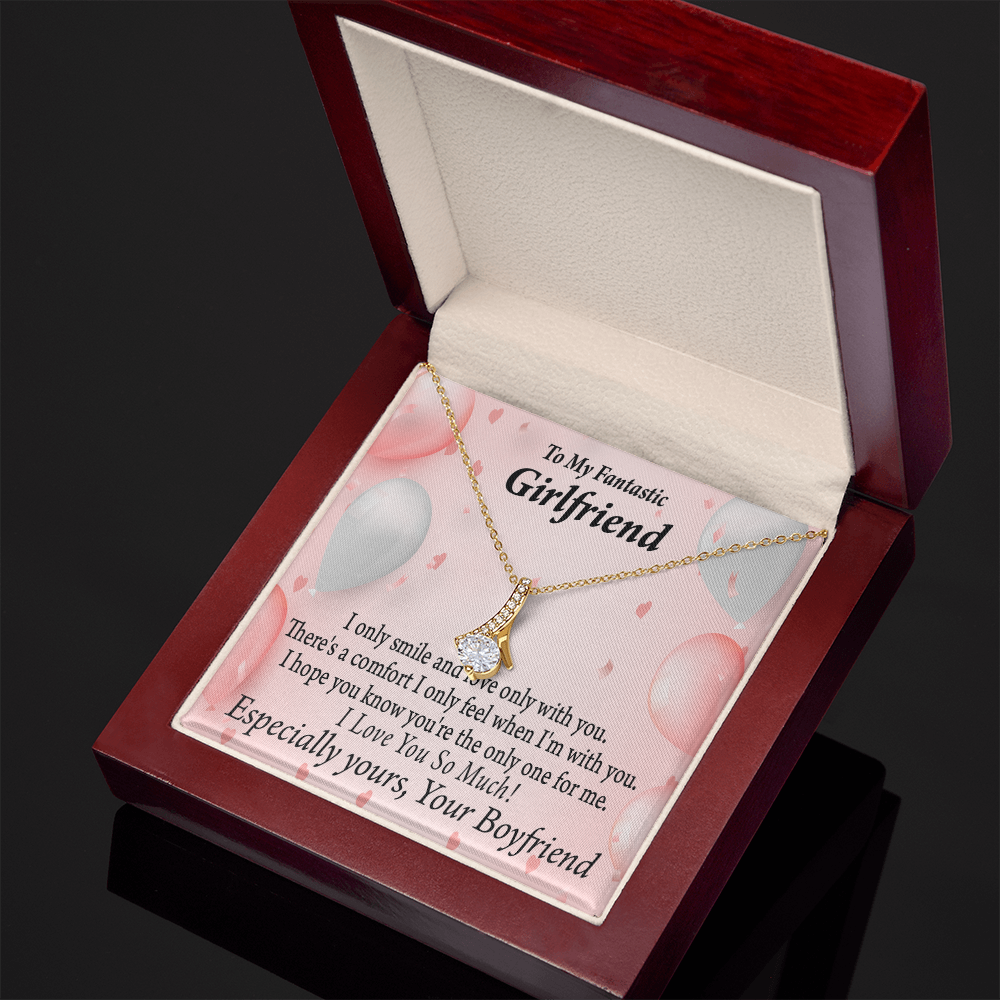 To My Girlfriend Girlfriend The Only One For Me Alluring Ribbon Necklace Message Card-Express Your Love Gifts